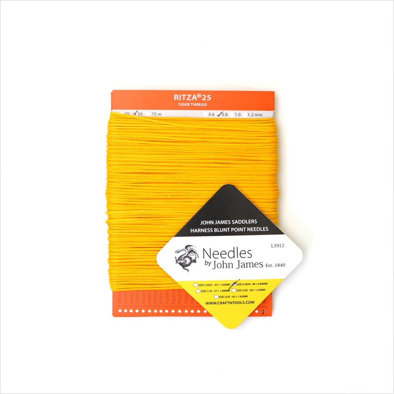 Ritza 25 Tiger Thread Yellow 0.8mm RITZA 25 Tiger Thread for Leather Craft | Waxed Tiger Thread | Ritza 25 Thread | Waxed Polyester | Saddlers Thread - Image 3